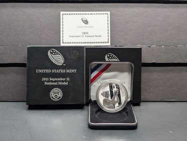 2011-P PROOF September 11 National Medal in OGP w/ COA - 1 Oz. SOLID SILVER
