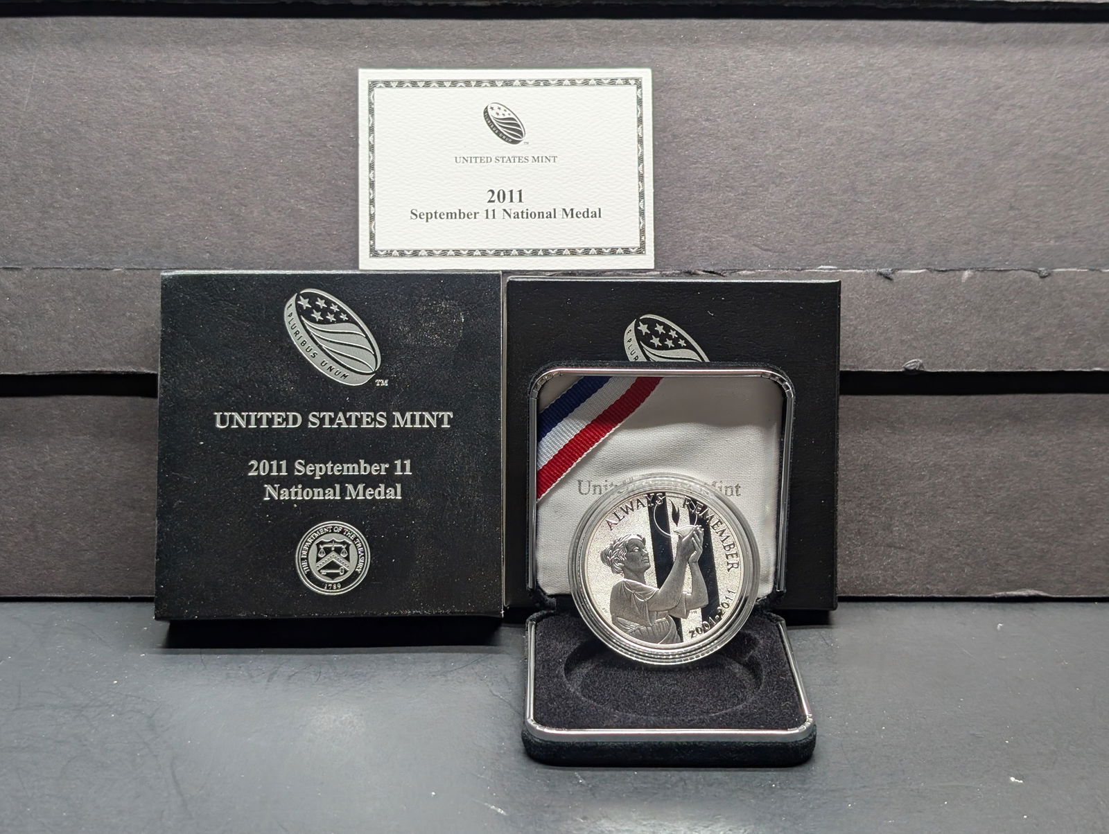 2011-P PROOF September 11 National Medal in OGP w/ COA - 1 Oz. SOLID SILVER (1 of 4)