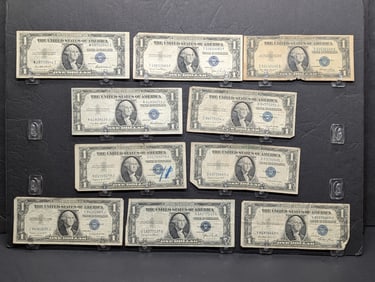 (2) 1935-D, (2) 35-E, (2) 35-F, (4) 35-G Series $1.00 Silver Certificates