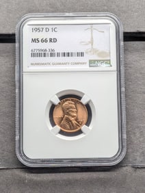 1957-D Lincoln Wheat Cent - NGC MS66 RD