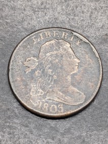 1803 No Stems Draped Bust Large Cent - VF