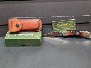 Remington UMC R9 Outdoorsman Knife with Leather Sheath and Paperwork NIB Made In USA
