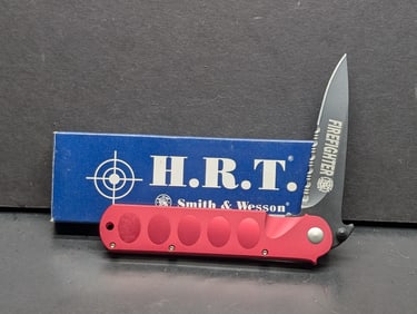 Smith and Wesson 1H.R.T SWFIS RED Handle Black Blade 40% Serrated w/ Box