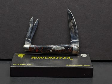1995 Winchester Three Bladed Knife W15 30081 In Box Charcoal Ruby Copper w/ Box Never Carried