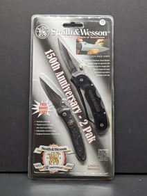 1852-2002 Smith and Wesson 150th Anniversary 2 Pak New in Blister Pack Made by Taylor Cutlery