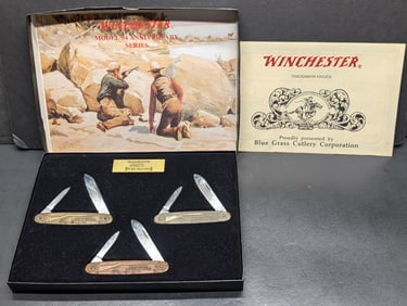 1994 Winchester 3 Knife Set 0619/2000 Model 94 100 YEAR ANNIVERSARY Presented by Blue Grass Cutlery