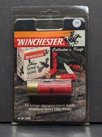 Winchester 12 Ga Shotgun Shell Collector's Knife Stainless Steel Clip Blade W 30-1295 Made in