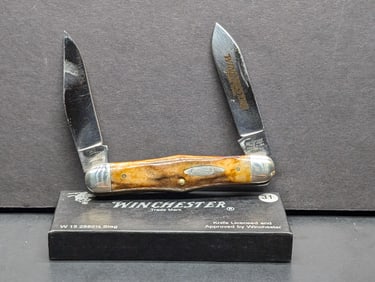 1988 WINCHESTER Moose W15 2880 1/2 Two Bladed POCKET KNIFE Bone Swell Center Handles / New in