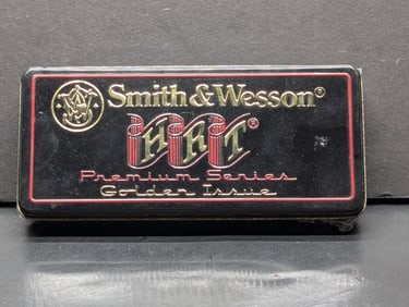 Smith and Wesson H. R. T Premium Series Golden Issue SWFL1T Frame Lock Clip Point Serrated in Tin