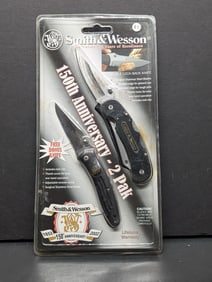 1852-2002 Smith and Wesson 150th Anniversary 2 Pak New in Blister Pack Made by Taylor Cutlery