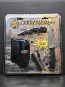 Smith and Wesson Hunter's Utility Pack 2 blades for any job, 1 standard, 1 serrated, and sharpening