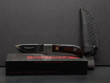 Winchester -0670 - 1990 Fixed Blade beautiful polished wood handle with Sheath - RARE NIB