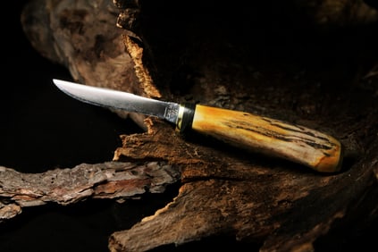 Case XX 1986-1987 Vintage Knife Rare FINN SSP SSP Stag Handle W / Original Leather Sheath Mint