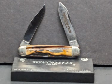 1988 Winchester W 15 2991 Fat Stag Handles with Nickel Silver Bolsters Very Nice Made in USA By
