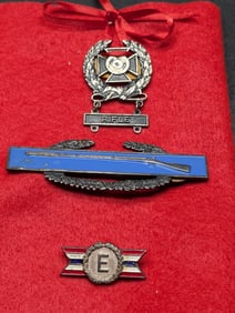 3 Silver WWII Vintage Military Pins; Army Navy Production Award SS 925 pin; US Military Combat