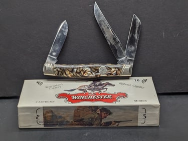 1995 Winchester Cartridge Series W15 3048 3 Blade Stockman W/SILVER BROWN PEARL 30-30 NIB Vintage