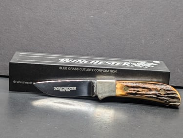 1990 Winchester W 15 670 Hunter Fixed Blade Knife w/ Box No Sheath, Made in USA By Bluegrass Cutlery