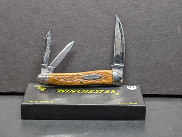 1995 Winchester W15 39081 Bone Wharncliffe Whittler Knife 3 Blades New in Box, Made in USA By