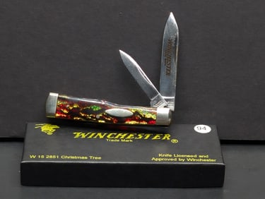 1988 Winchester W 15 2851 Christmas Tree Handles 2 Blades NIB Some light rust, Made in USA By