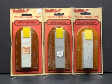(3) Pocket knife Pal Blade Sharpener, Natural Arkansas Stones Fine, Medium, & Coarse Stones
