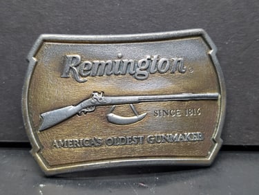 Remington 1816 Flintlock Rifle Belt Buckle Made (patent) 1976 in USA Vintage New