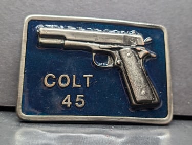 Rare Vintage Colt 45 Firearms Gun Belt Buckle Embossed NOS