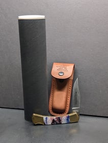 Winchester Single Blade Lock back 4 Inch Blade Knife w/Leather Sheath Made In USA