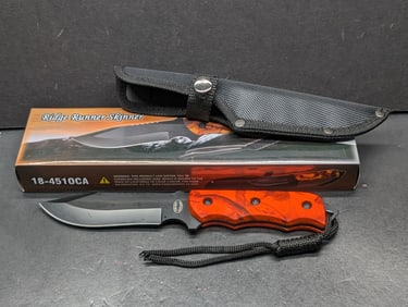 Ridge Runner Skinner Hunting Knife w/Sheath, 4 1/2 Inch Fixed Blade, O/B, Made In China