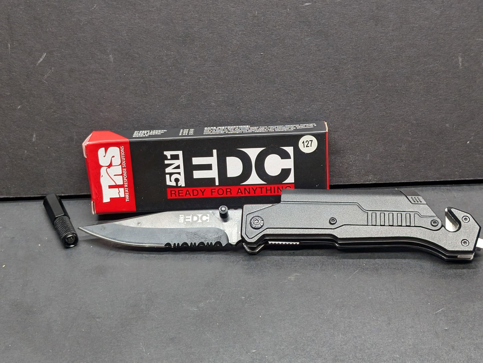 TRS 5 'N' One tactical tool;  3" blade, flashlight, farrocerium rod, Seat belt cutter, Glass (1 of 14)