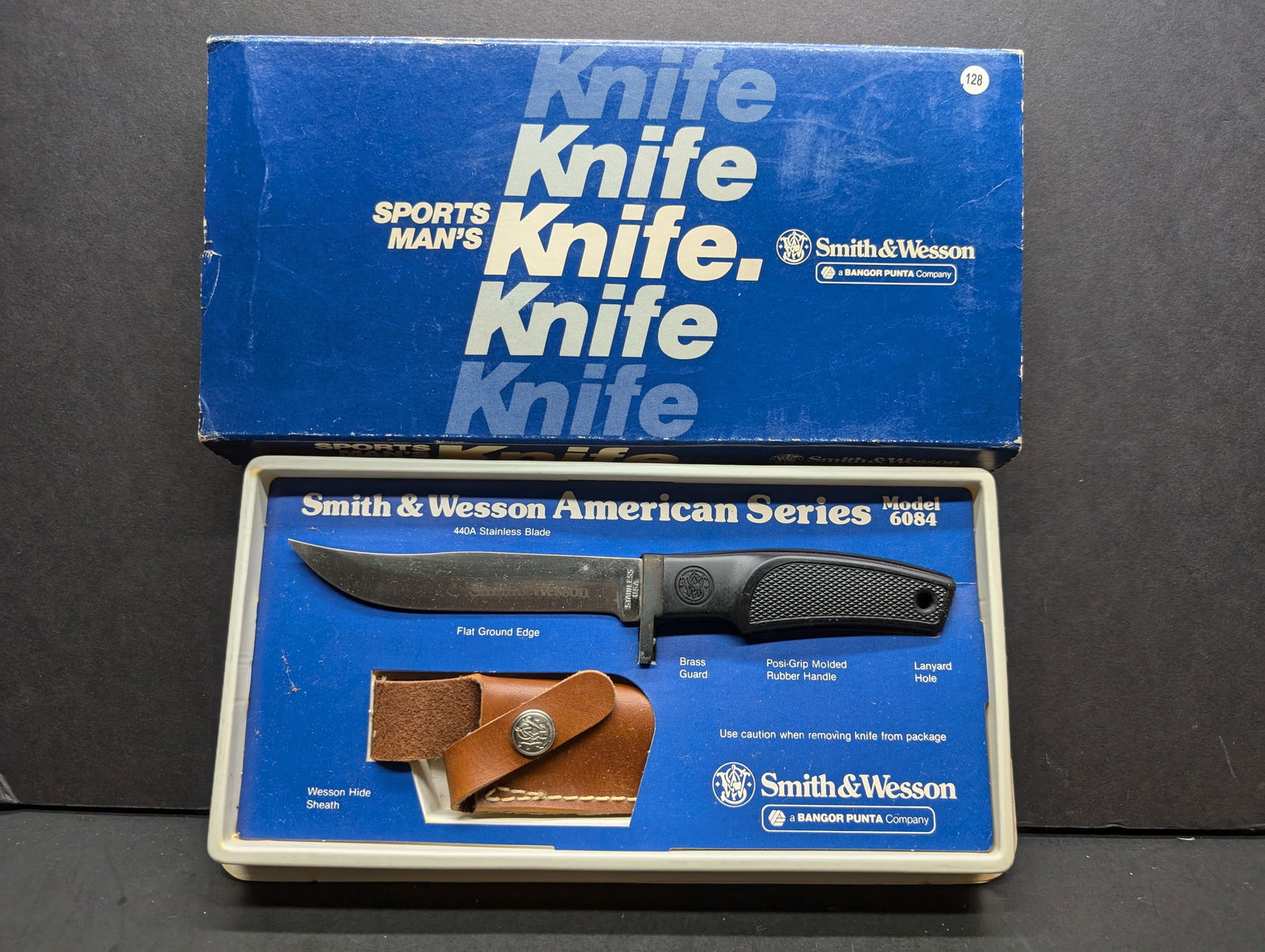 1981 Smith & Wesson American Series Model 6084 - Made in USA  w/ box & sheath 440A Stainless Blade, (1 of 5)