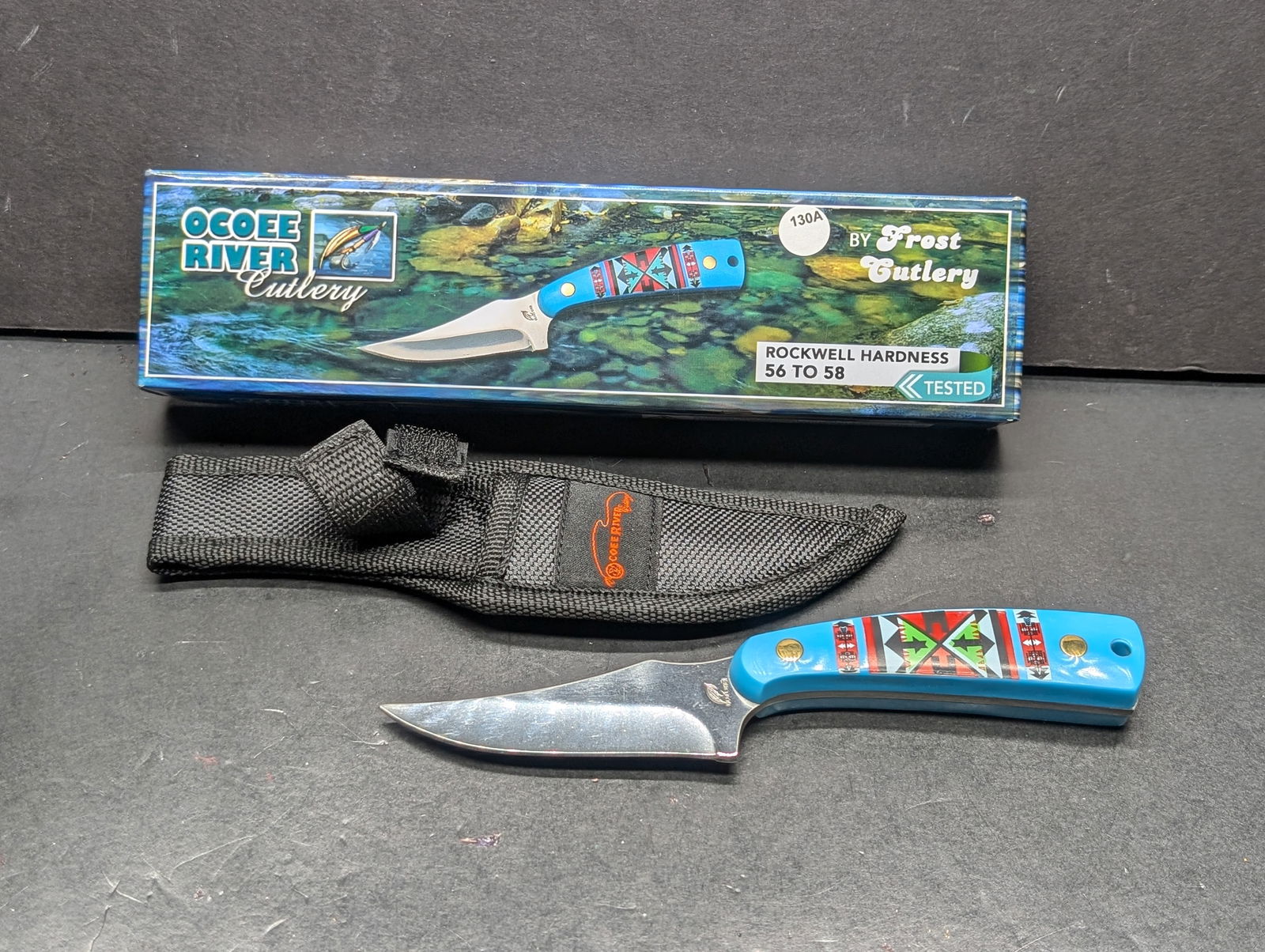 Ocoee River Cutlery By Frost Cutlery 7 Inch Overall Fixed Blade Hunting Knife w/Sheath, Made In (1 of 11)