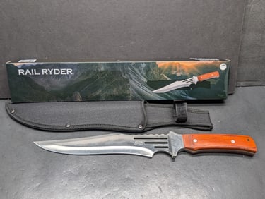 Rail Ryder Hunting Knife w/Sheath 9 1/2" Blade, Made In China