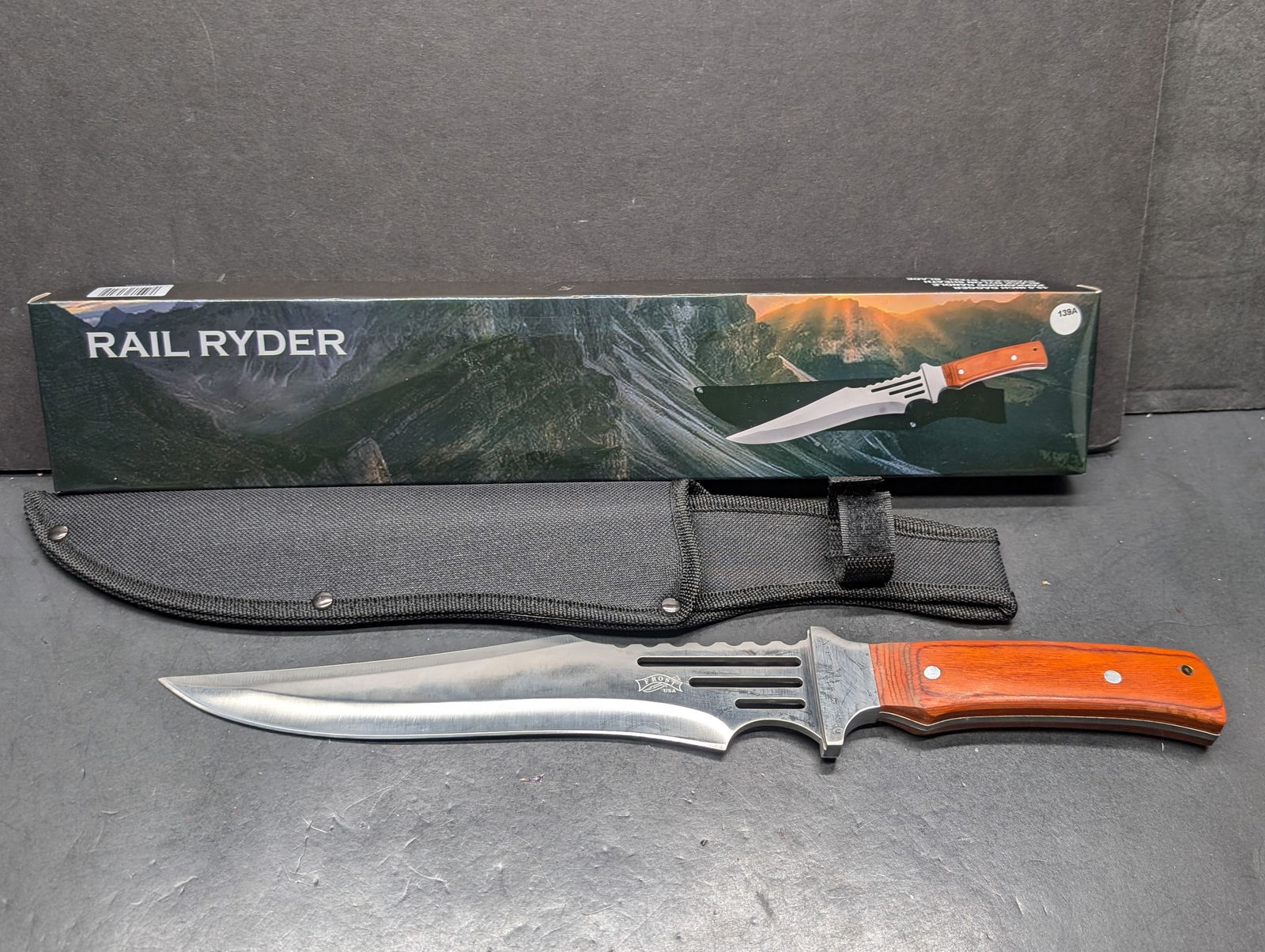 Rail Ryder Hunting Knife w/Sheath 9 1/2" Blade, Made In China (1 of 11)