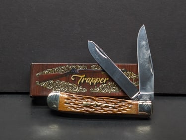 Sharps Cutlery Trapper Three Bladed Pocket Knife, Made In China SHP-108 BR JB