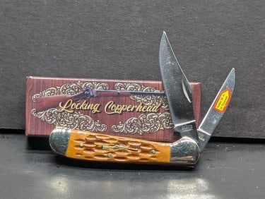 Sharps Cutlery Locking Copperhead Two Bladed Pocket Knife, Made In China SHP-104 BR JB