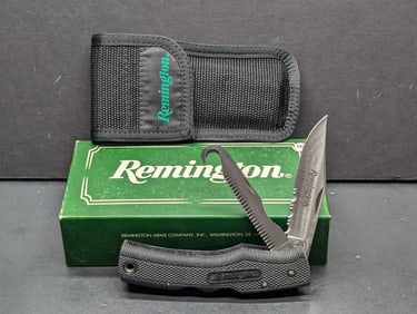 Remington Grizzly Lock back 1 Blade Serrated Clip, 1 Blade Saw/Gut Hook w/ Box