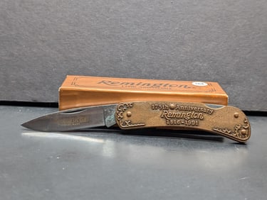 Vintage 1991 Remington UMC RS15M RIFLE 175th Anniversary Pocket Knife BRASS New in Box, Made in USA
