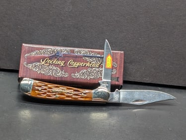 Sharps Cutlery Locking Copperhead Two Bladed Pocket Knife, Made In China SHP-104 BR JB