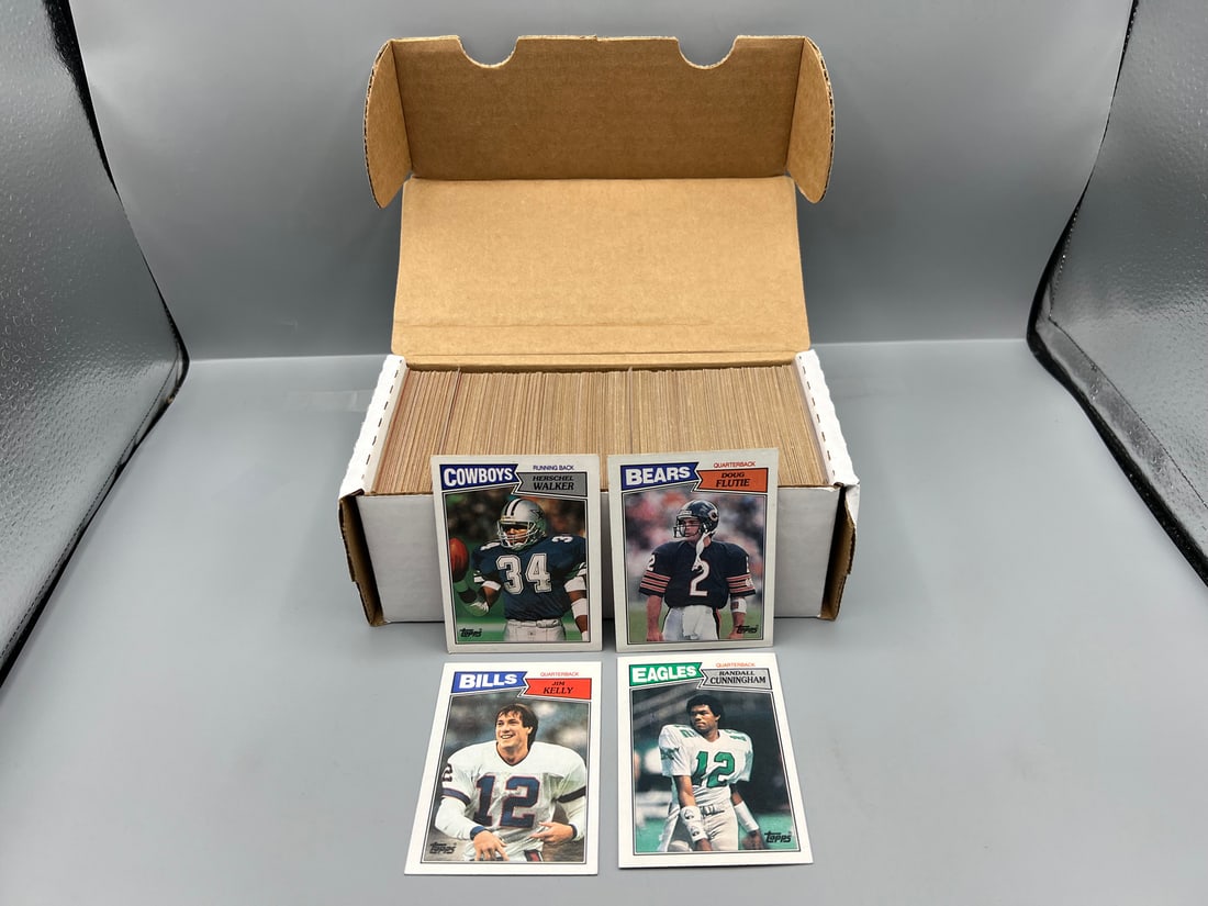 1987 Topps Football Complete Set W/ Jim Kelly RC, Randall Cunningham RC, Doug Flutie RC, & Herschel (1 of 3)