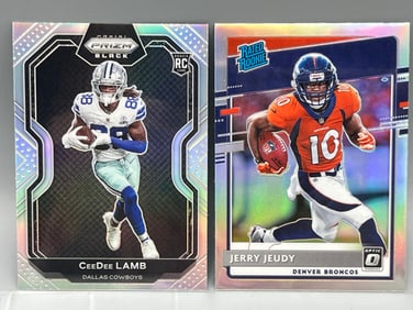 2020 Panini Chronicles Prizm Black Ceedee Lamb Silver Prizm RC #PB-11 & 2020 Panini Donruss Optic