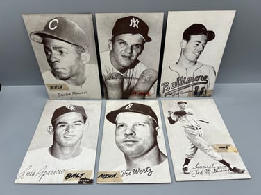 Lot of (6) Unknown Release Date Exhibit Baseball Cards W/ Ted Williams - Varying Conditions