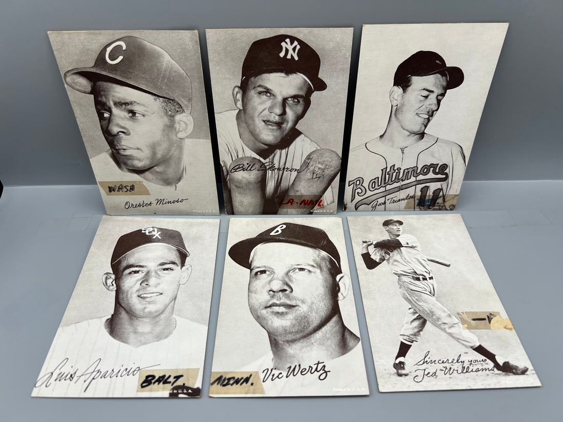 Lot of (6) Unknown Release Date Exhibit Baseball Cards W/ Ted Williams - Varying Conditions (1 of 2)