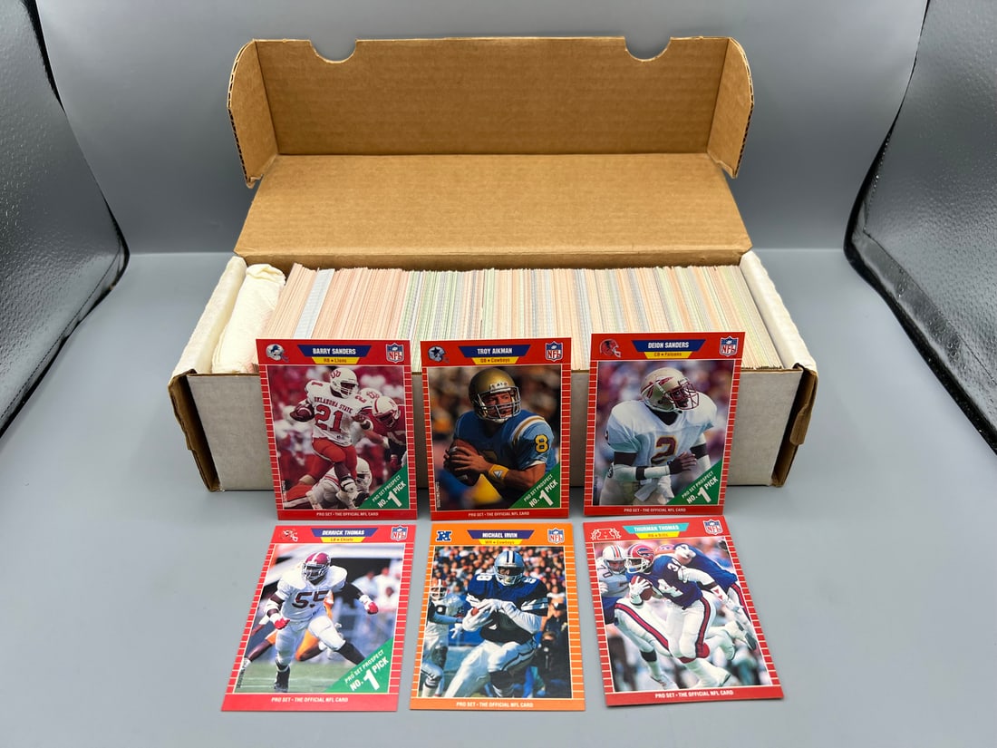 1989 Pro Set Football Complete Set W/ Barry Sanders RC, Troy Aikman RC, Deion Sanders RC, & More (1 of 3)