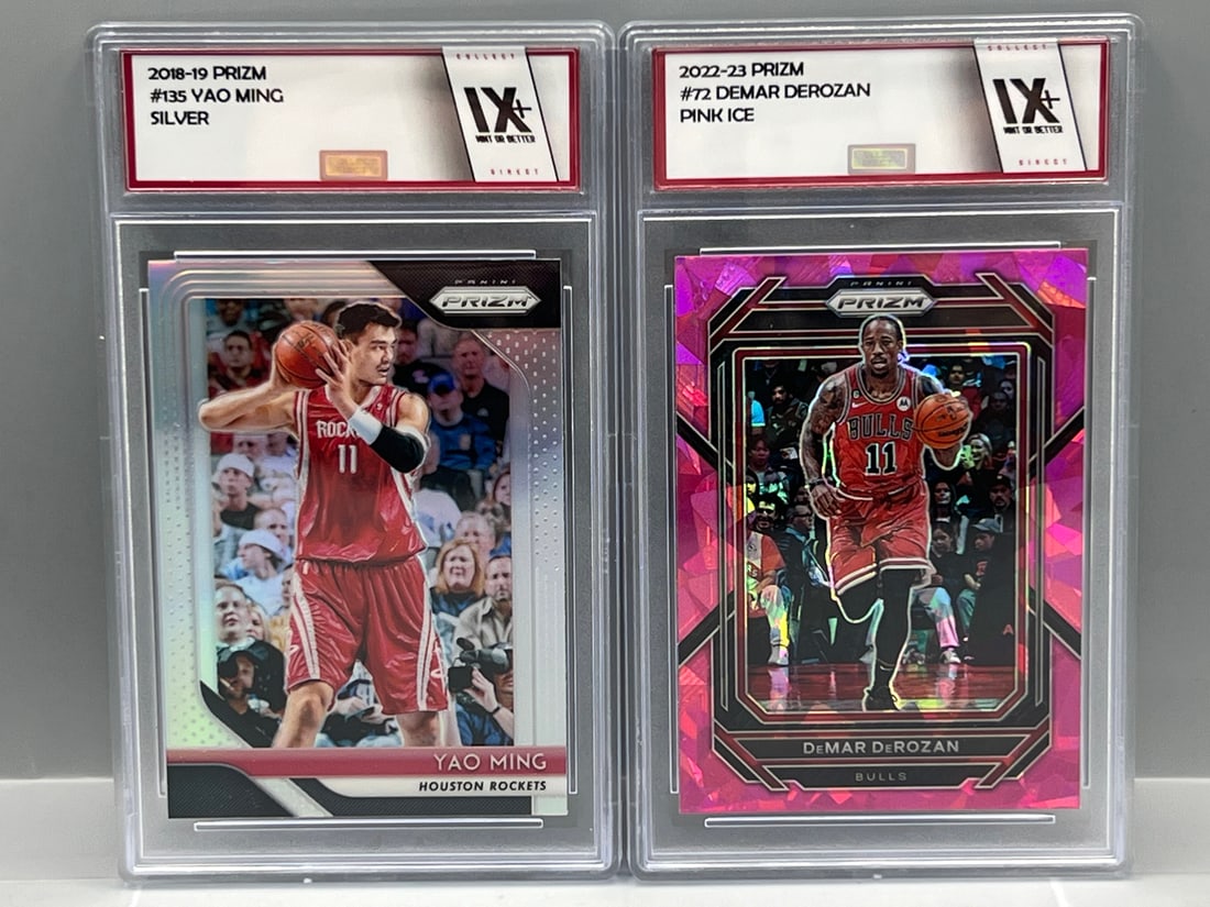 2018 Panini Prizm Yao Ming Silver #135 & 2022-23 Panini Prizm DeMar DeRozan Pink Ice #72 - Both (1 of 2)