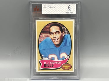 1970 Topps O.J. Simpson RC #90 BVG EX-MT 6 - Card Has Writing On Back