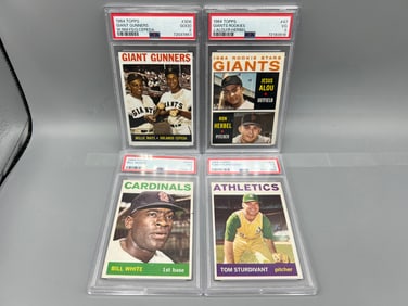 Lot of (4) 1964 Topps Baseball PSA Graded Cards - Varying Grades