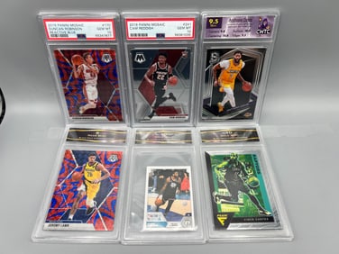 Lot of (6) Assorted Basketball Graded Cards W/ (2) PSA Slabs - Varying Grades