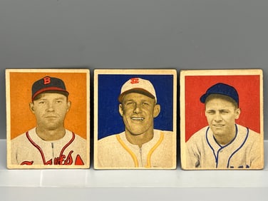 1949 Bowman Bill Salkeld No Name On Front RC #88, Mizell Platt RC #89, & Gil Coan RC #90