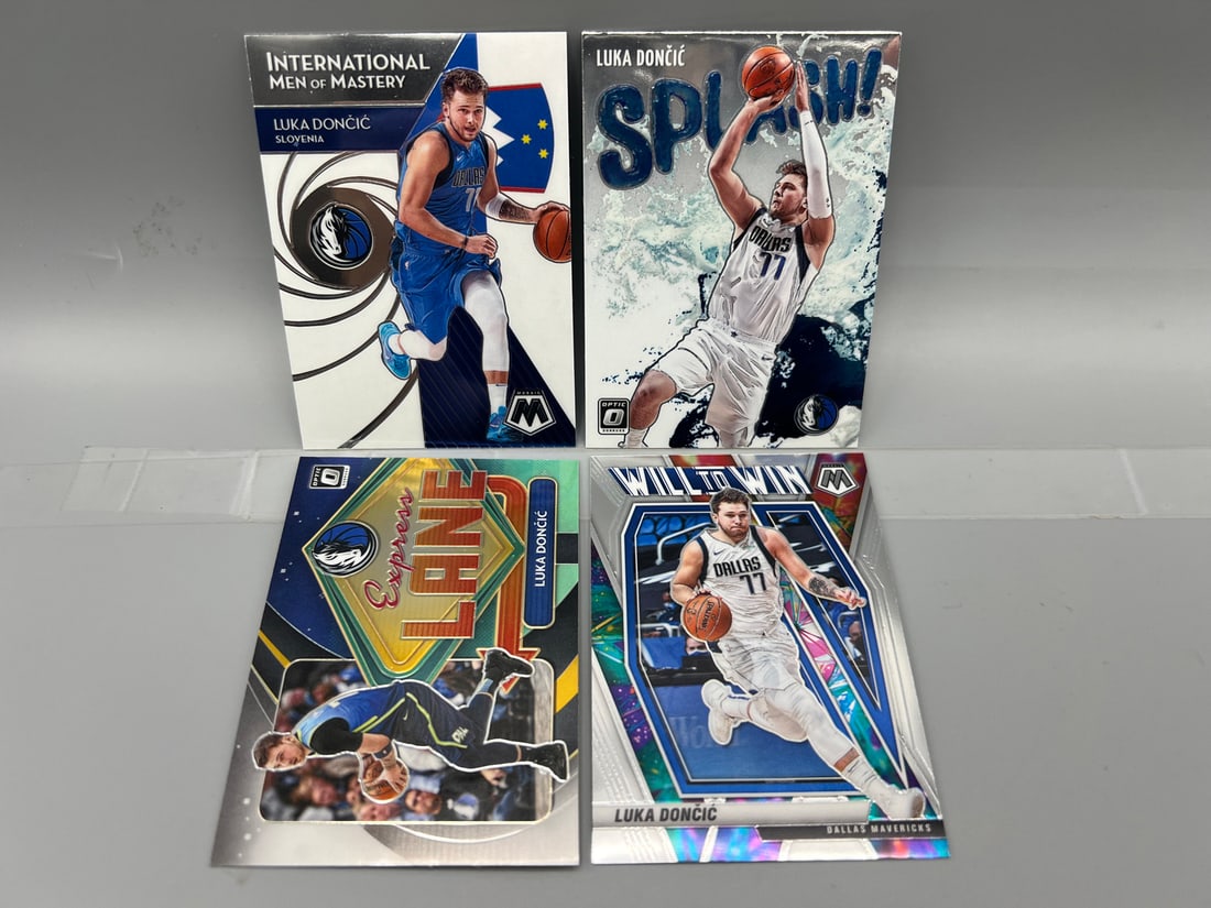 Lot of (4) Assorted Luka Doncic Basketball Insert Cards - Varying Conditions (1 of 2)