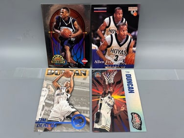 Lot of (4) Allen Iverson & Tim Duncan Basketball Rookie Cards - Varying Conditions